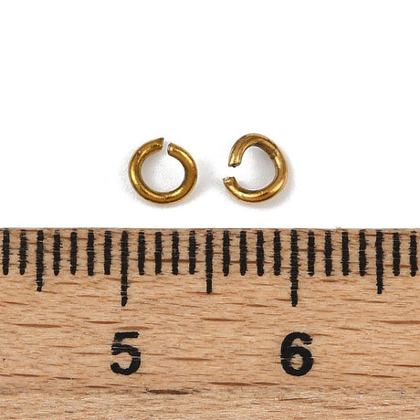 Vandfast Øsken/O - Ringe – Åben, Forgyldt Stål (4x0,8mm, 20 stk.) - Uniq Perler - 116414