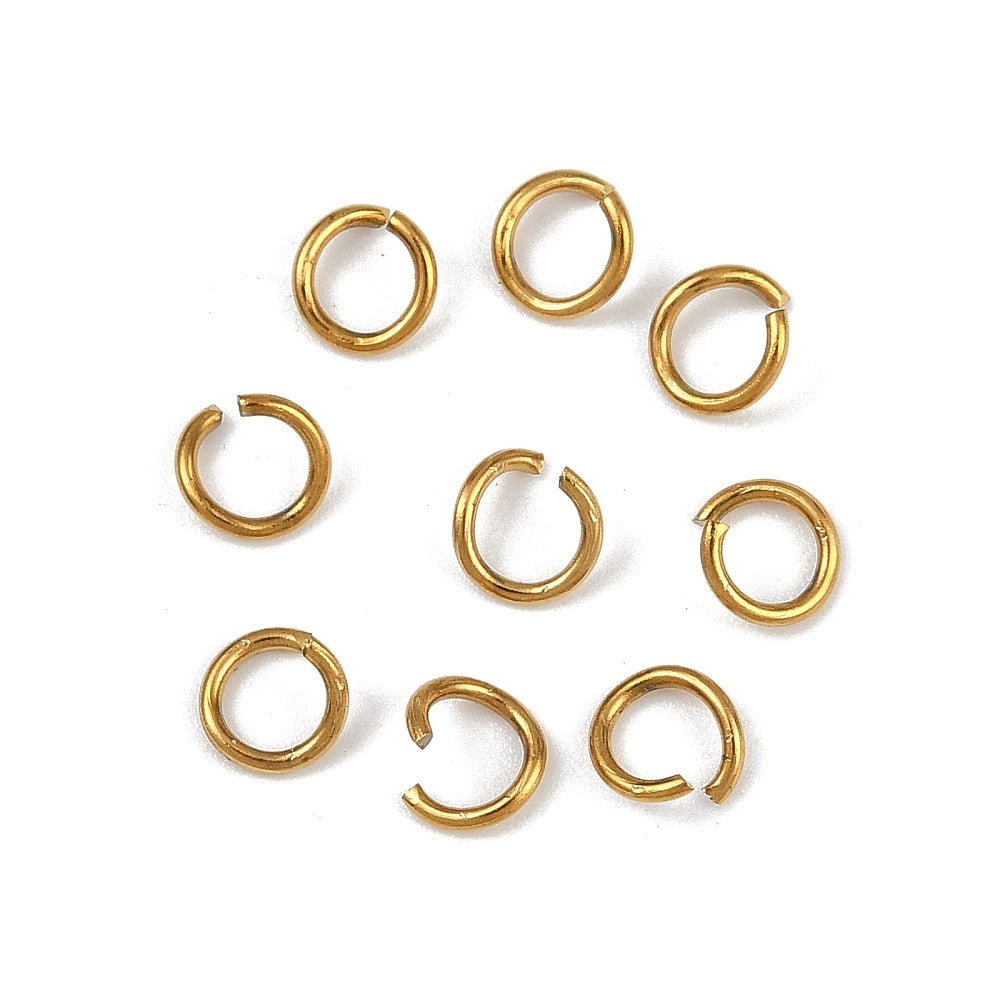 Vandfast Øsken/O - Ringe – Åben, Forgyldt Stål (5x0,8mm, 20 stk.) - Uniq Perler - 116415