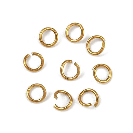 Vandfast Øsken/O - Ringe – Åben, Forgyldt Stål (5x0,8mm, 20 stk.) - Uniq Perler - 116415