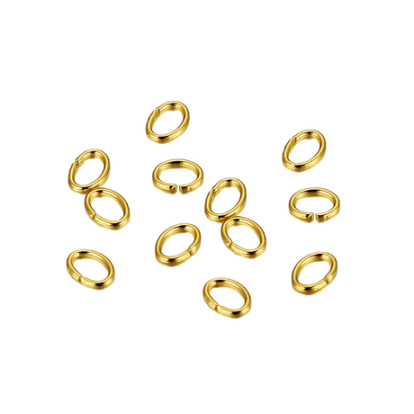 Vandfast Oval Øsken/O - Ringe – Åben, Forgyldt Stål (3x4x0,6mm), 20 stk - Uniq Perler - 112099