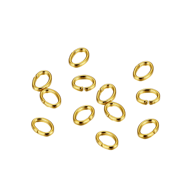 Vandfast Oval Øsken/O - Ringe – Åben, Forgyldt Stål (3x4x0,6mm), 20 stk - Uniq Perler - 112099