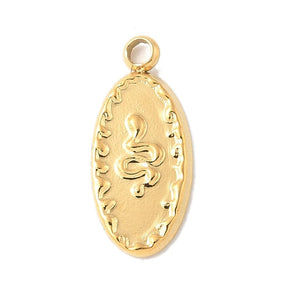 Wasserdichter Ovaler Schlauch Anhänger - 14K Vergoldet (14x6mm) - Uniq Perler - 114799