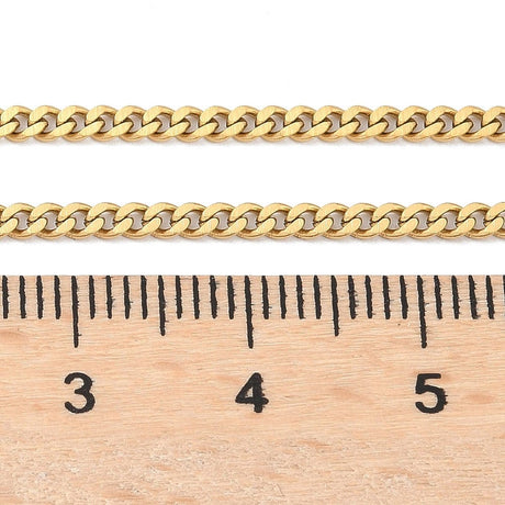 Vandfast Panser Halskæde, 18K Forgyldt Stål, 59,5mm - Uniq Perler - 114611