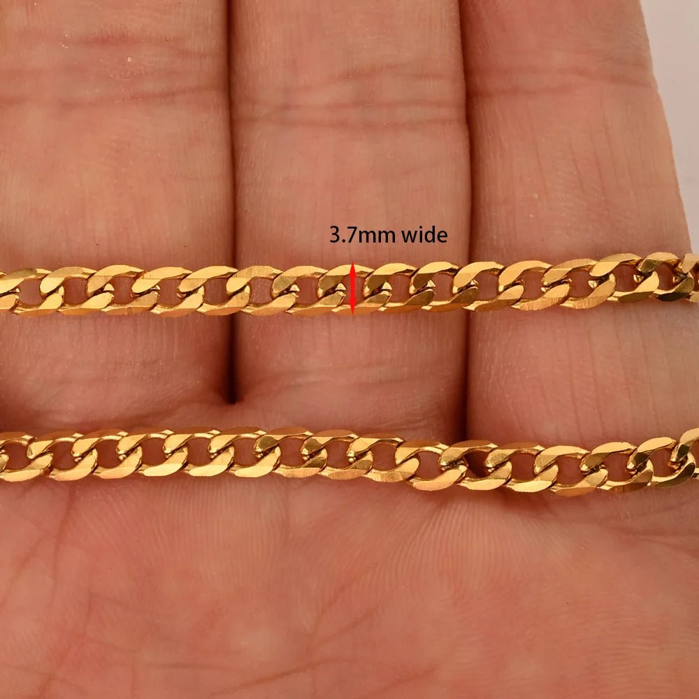 Vandfast Panser Kæde, 18K Forgyldt Stål, ( 3,7x1,2mm, 1m) - Uniq Perler - 16373