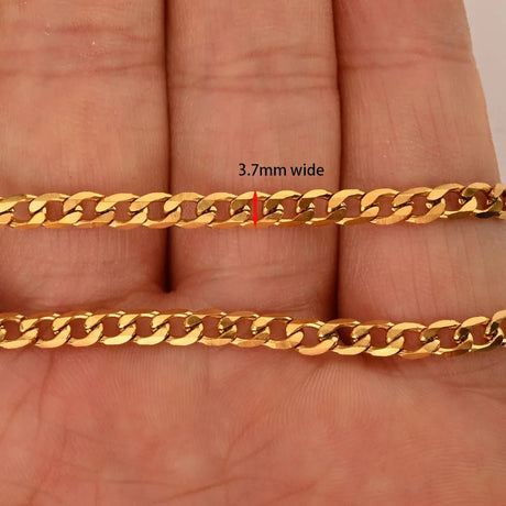 Vandfast Panser Kæde, 18K Forgyldt Stål, ( 3,7x1,2mm, 1m) - Uniq Perler - 16373