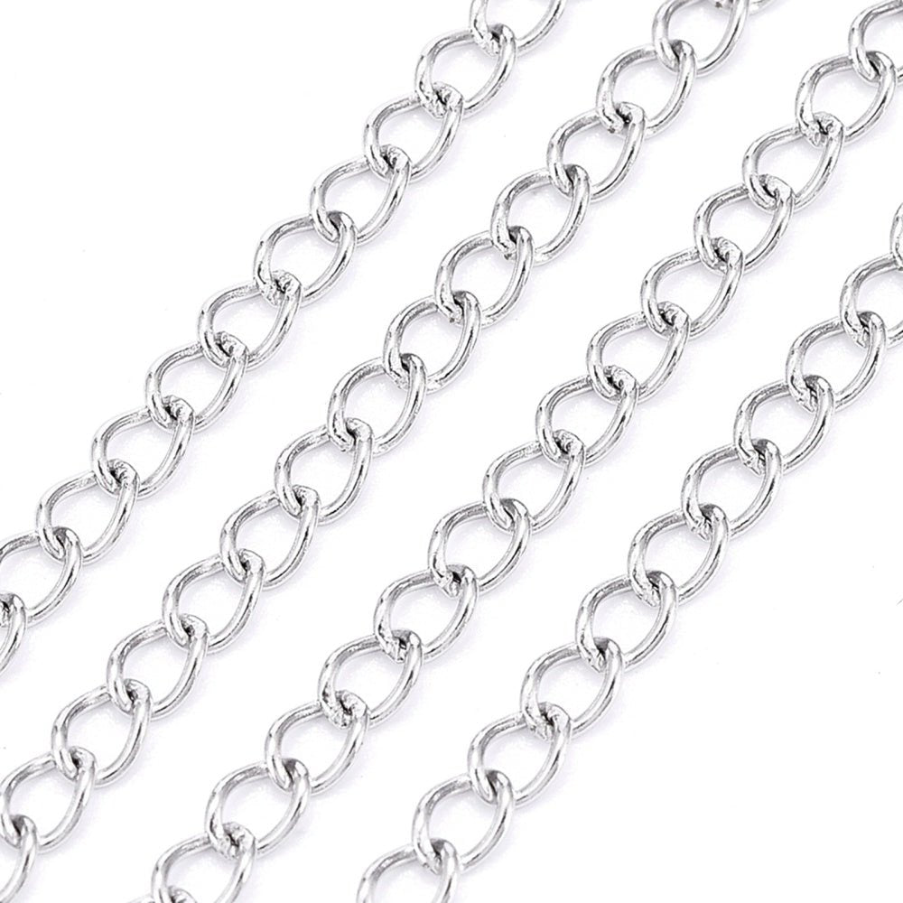 Vandfast Panser Kæde – Stål (3,5x2,4x0,5mm, 1 meter) - Uniq Perler - 124755