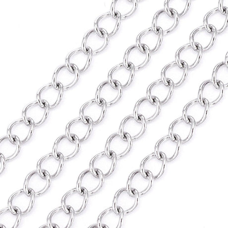 Vandfast Panser Kæde – Stål (4x3mm, 1 meter) - Uniq Perler - 123478
