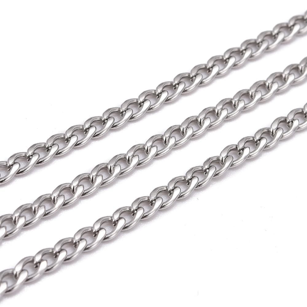 Vandfast Panser Kæde - Stål (4,5x3x0,8mm) 1m - Uniq Perler - 115826