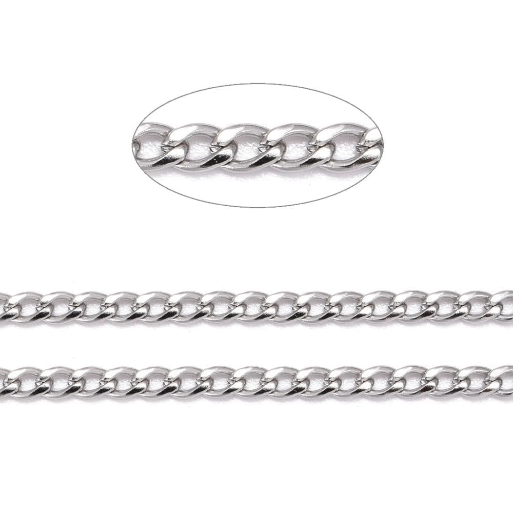 Vandfast Panser Kæde - Stål (4,5x3x0,8mm) 1m - Uniq Perler - 115826