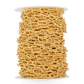 Water-resistant Paperclip Chain With Pattern, 18K Gold-plated Steel, 16.8x7.2mm - Uniq Perler - 827331