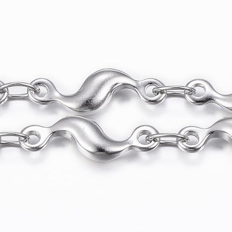 Vandfast Papirklips Kæde – Stål (11,5x3,5x2mm) - Uniq Perler - 125055