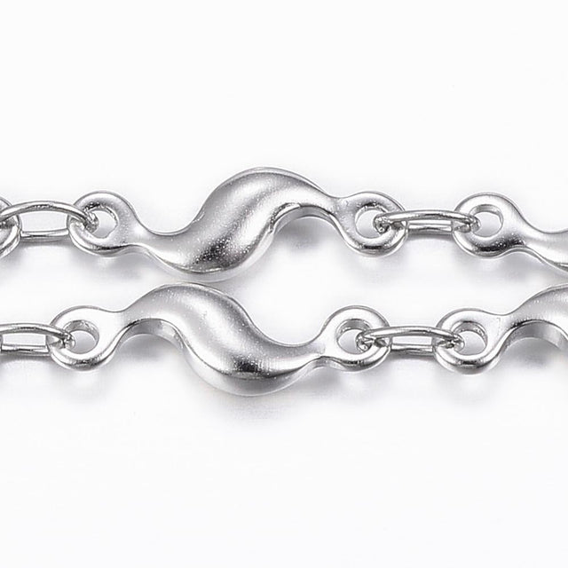 Vandfast Papirklips Kæde – Stål (11,5x3,5x2mm) - Uniq Perler - 125055