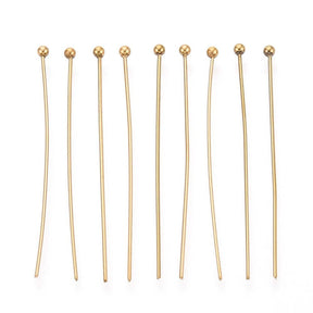 Water-resistant Pins – 18K Gold-plated Steel (45x0.5mm) 25 pcs - Uniq Perler - 116051