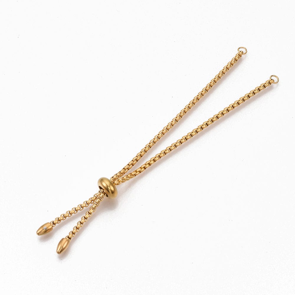 Vandfast Regulerbart Slider Armbånd Til Mellemled/Links - 18K Forgyldt Stål (22cm) - Uniq Perler - 114564