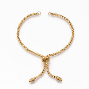 Water-resistant Adjustable Slider Bracelet For Middle Links - 18K Gold-plated Steel (22cm) - Uniq Perler - 114564