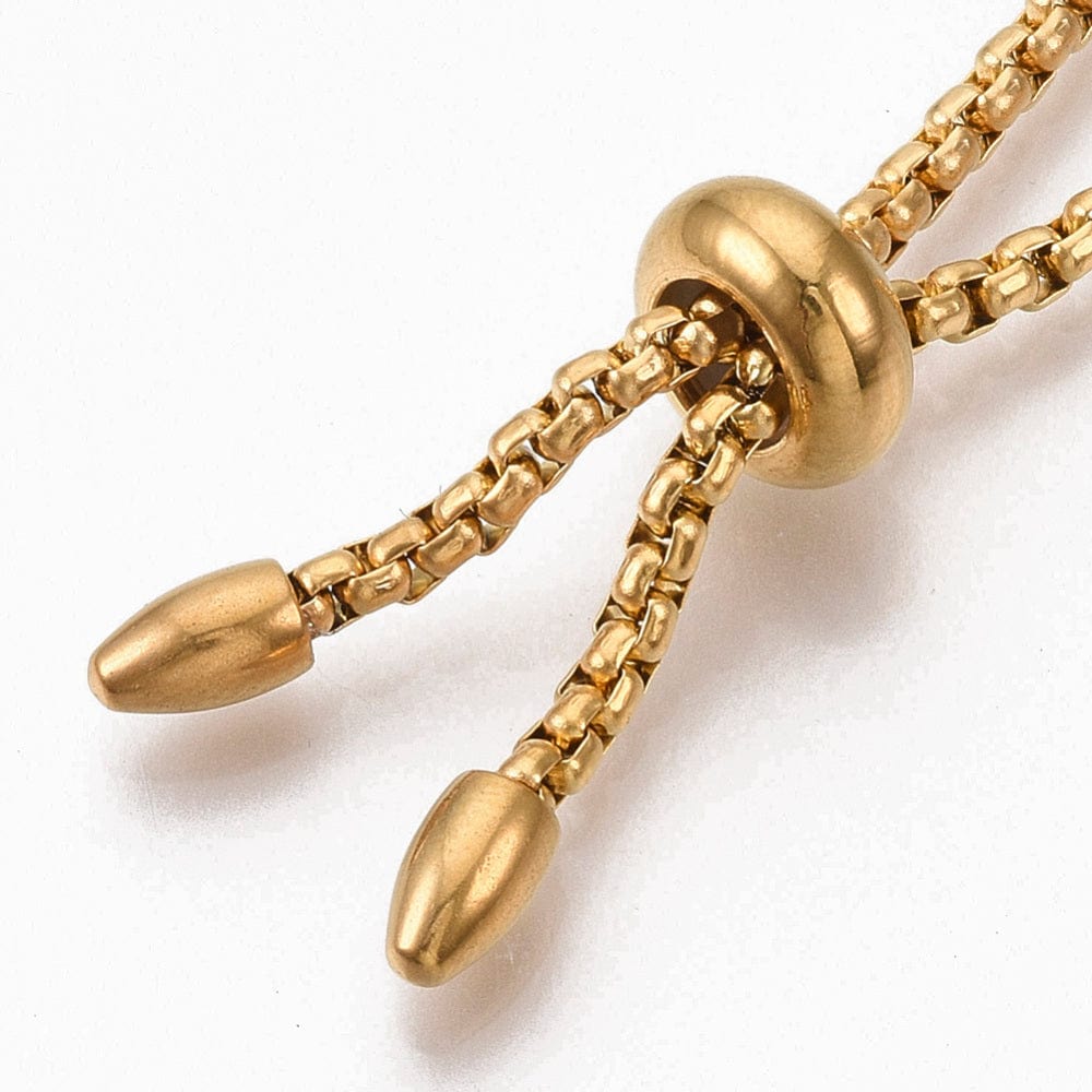 Vandfast Regulerbart Slider Armbånd Til Mellemled/Links - 18K Forgyldt Stål (22cm) - Uniq Perler - 114564