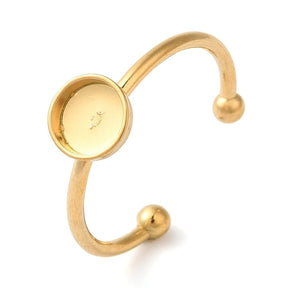 Water-resistant Ring For Gluing Cabochon – 18K Gold-plated Steel (5 Pcs) - Uniq Perler - 114986