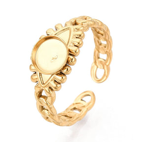Water-resistant Ring for Setting of Cabochon – 18K Gold-plated Steel - Uniq Perler - 115544