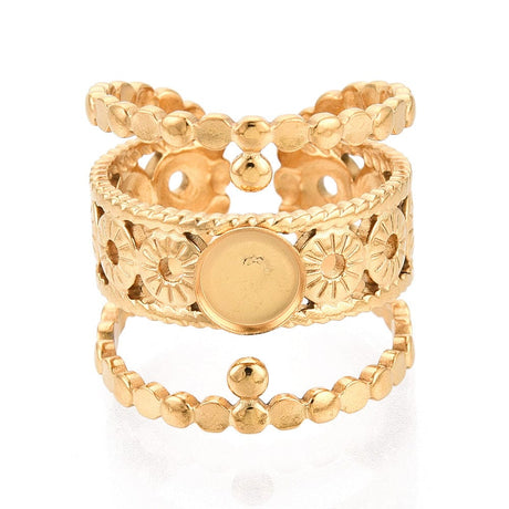 Vandfast Ring Til Pålimning Af Cabochon – 18K Forgyldt Stål - Uniq Perler - 115545