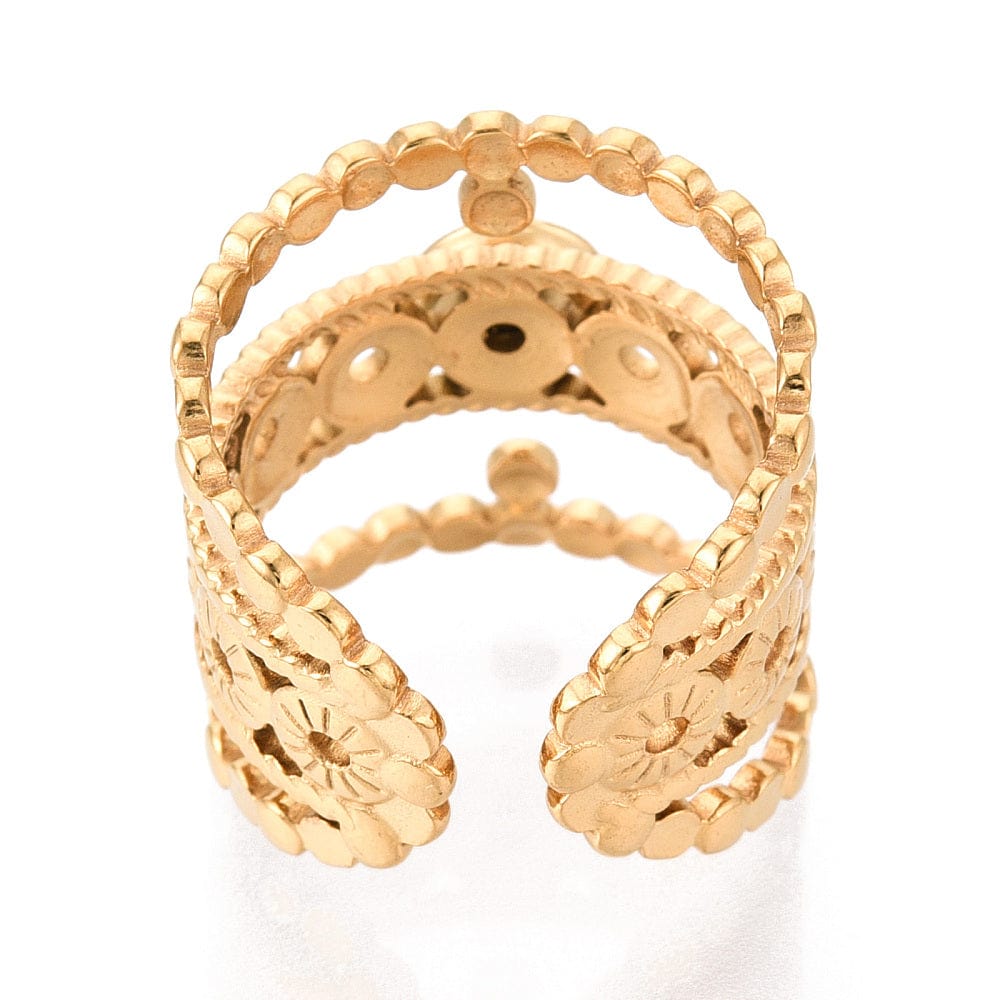 Vandfast Ring Til Pålimning Af Cabochon – 18K Forgyldt Stål - Uniq Perler - 115545