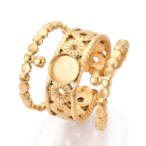 Water-resistant Ring For Setting Of Cabochon – 18K Gold-plated Steel - Uniq Perler - 115545