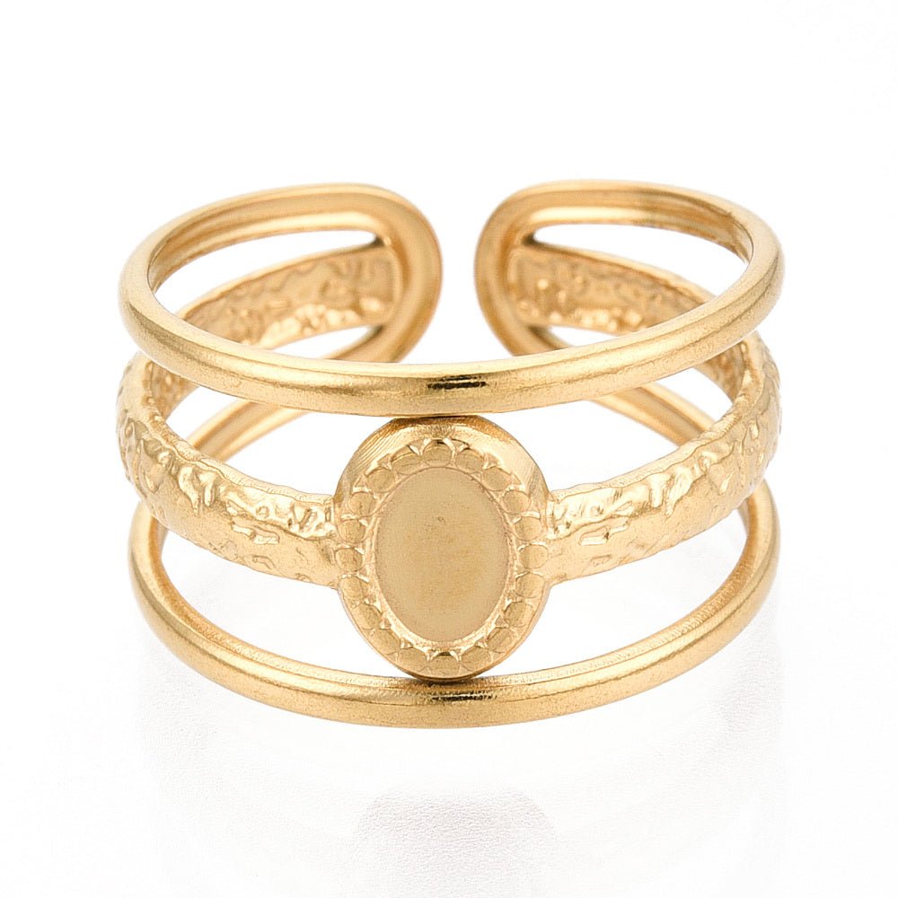 Vandfast Ring Til Pålimning Af Cabochon – 18K Forgyldt Stål - Uniq Perler - 117429