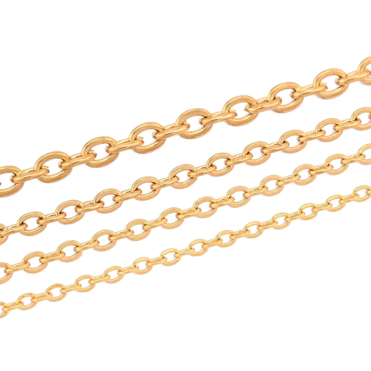 Vandfast Rolo Kæde - 18K Forgyldt Stål (1,5x0,4mm, 1m) - Uniq Perler - 624340