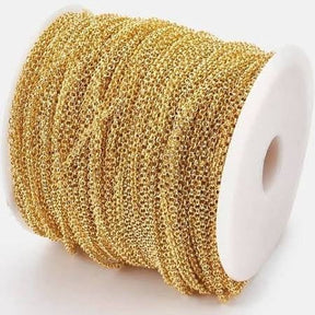 Water-resistant Rolo Chain, Gold-plated Steel, 2.5mm, 1m - Uniq Perler - 8545678