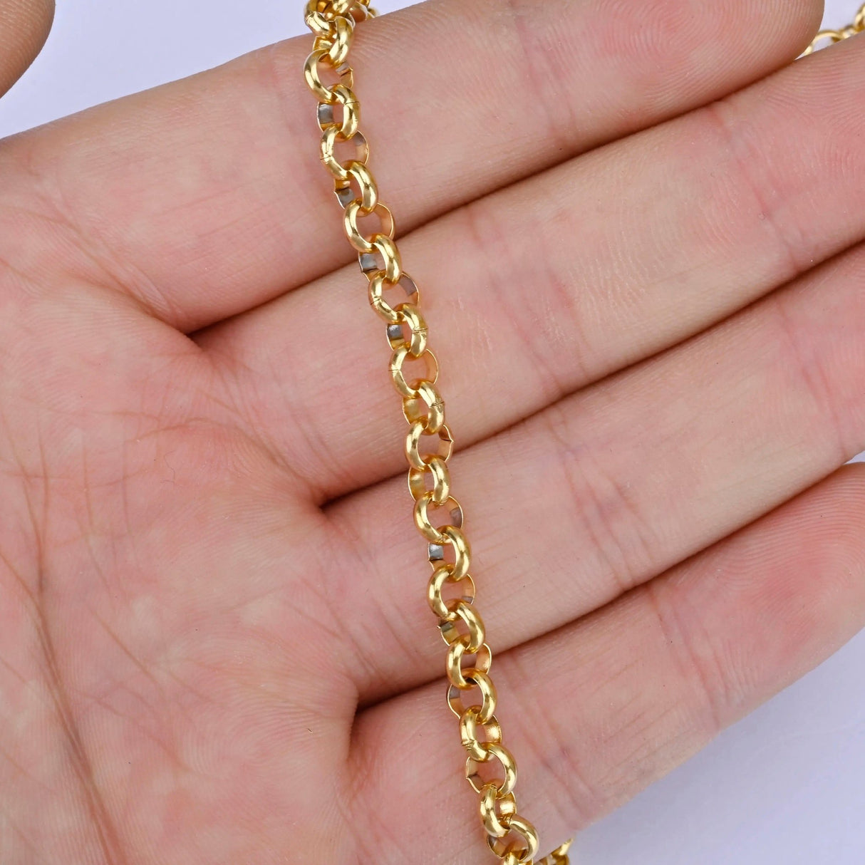 Vandfast Rolo Kæde, Forgyldt Stål, 2,5mm, 1m - Uniq Perler - 8545678