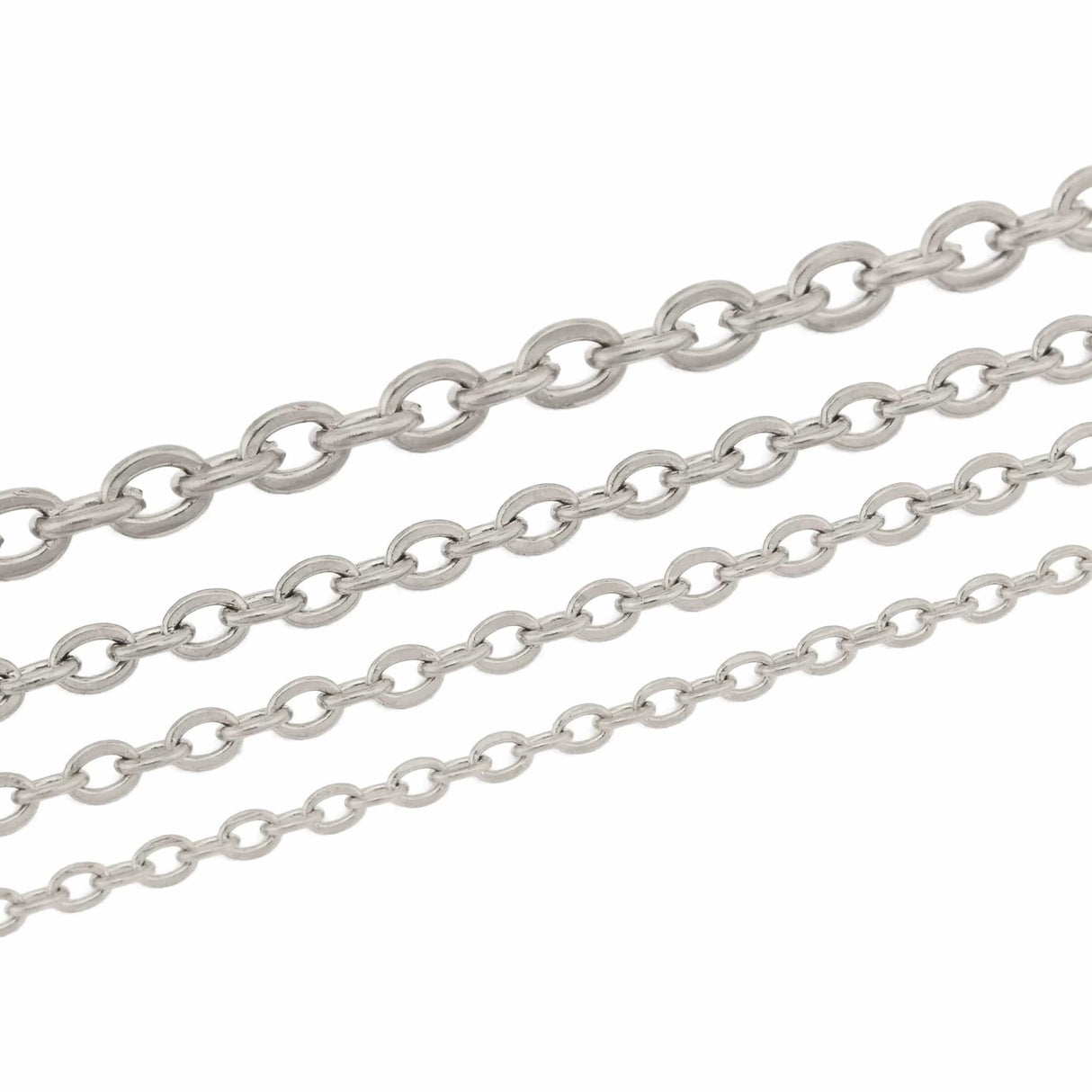 Vandfast Rolo Kæde, Stål, 1,6x0,4mm, 1m - Uniq Perler - 544120