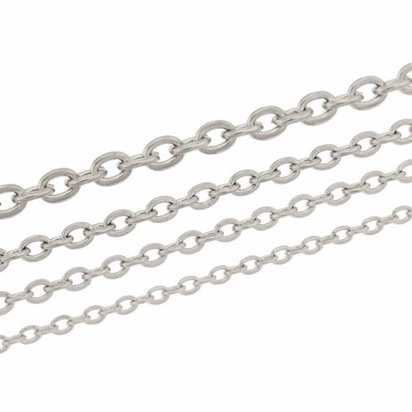 Vandfast Rolo Kæde, Stål, 1,6x0,4mm, 1m - Uniq Perler - 544120