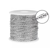 Vandfast Rolo Kæde, Stål, 2,5mm, 1m - Uniq Perler - 653357