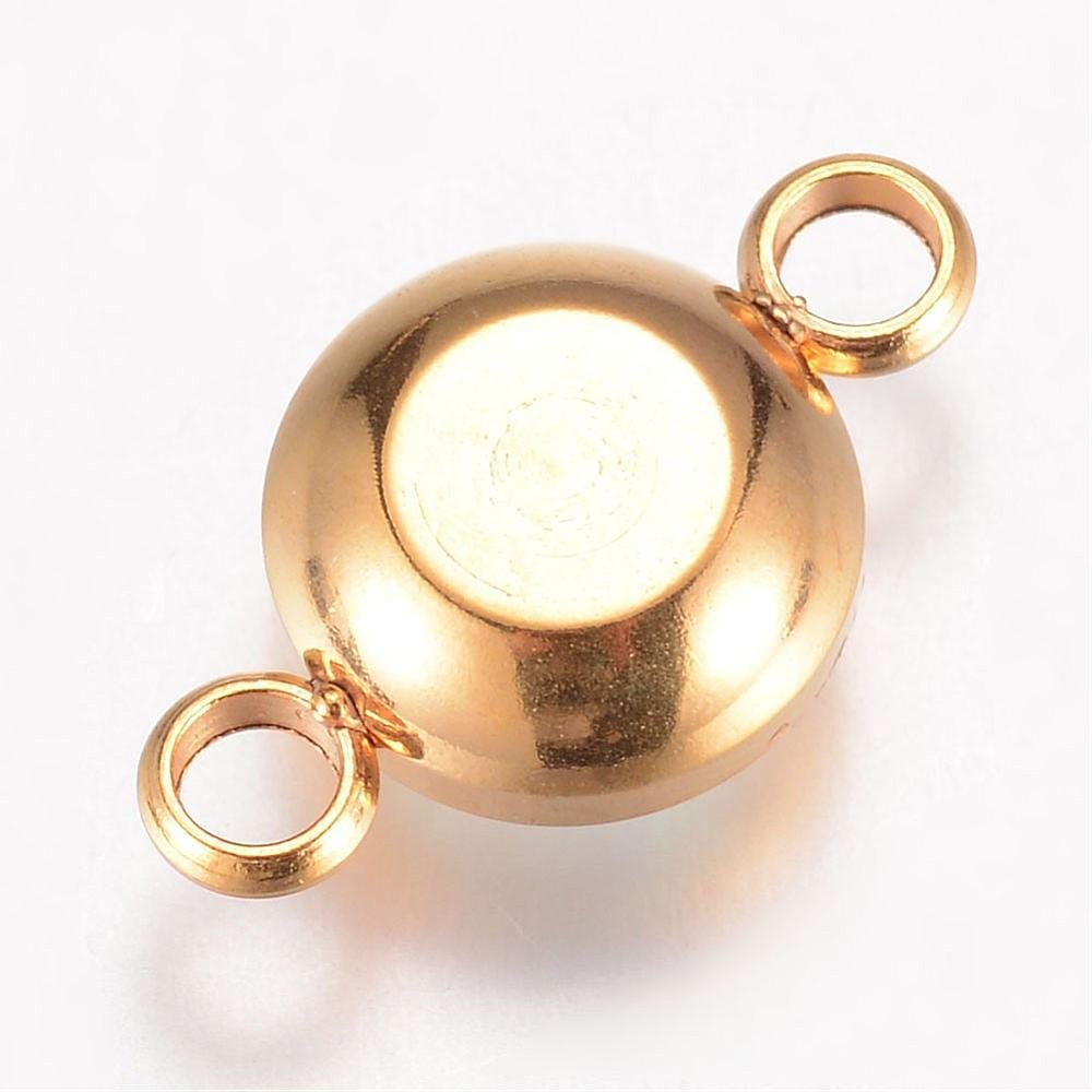 Vandfast Rundt Mellemled, 18K Forgyldt Stål, (17,5x10x6,5mm) - Uniq Perler - 113435