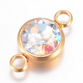 Water-resistant Round Intermediate, 18K Gold-plated Steel, (17.5x10x6.5mm) - Uniq Perler - 113435