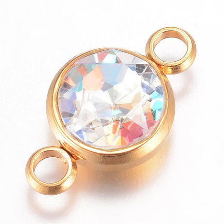 Vandfast Rundt Mellemled, 18K Forgyldt Stål, (17,5x10x6,5mm) - Uniq Perler - 113435