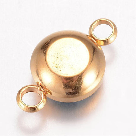 Vandfast Rundt Mellemled Med Blå Zirkonia Sten, 18K Forgyldt Stål, 17,5x10x6,5mm - Uniq Perler - 113433