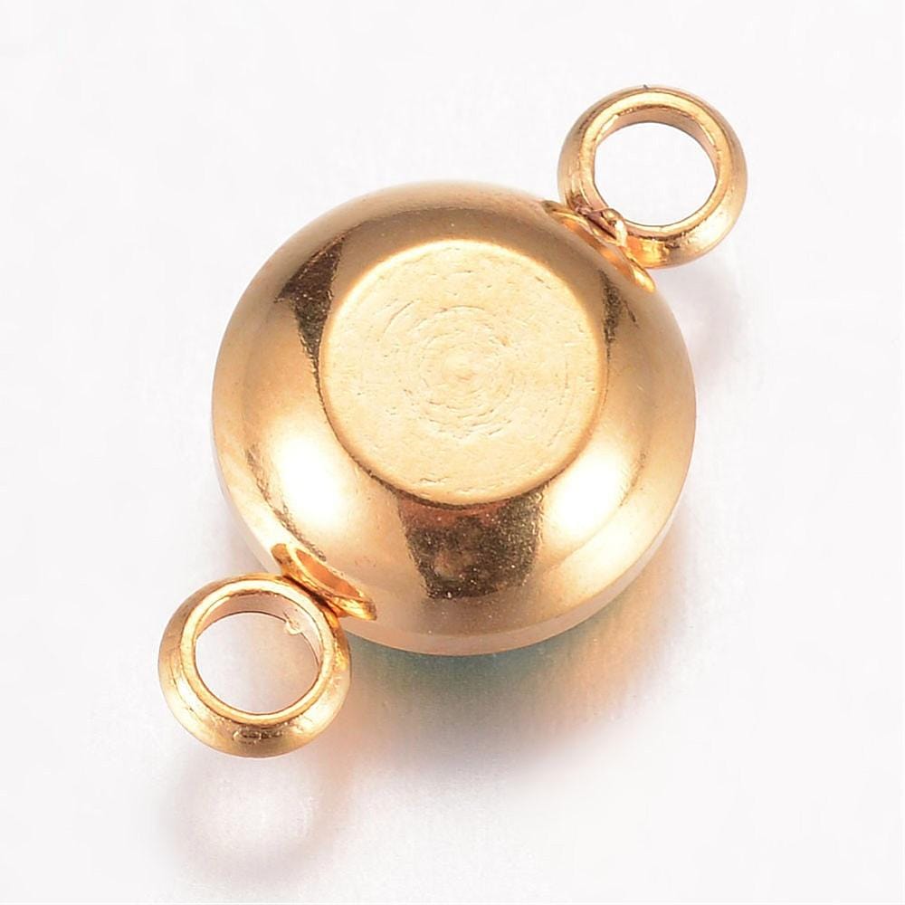 Vandfast Rundt Mellemled Med Grøn Zirkonia – 18K Forgyldt Stål (17,5x10x6,5mm) - Uniq Perler - 113434