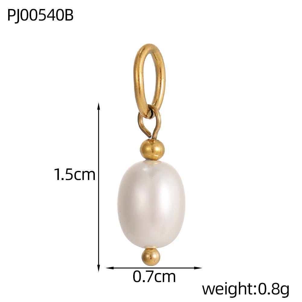 Vandfast Shell Vedhæng – Oval Shell Perle Med 18K Forgyldt Stål (15x7mm) - Uniq Perler - 118522
