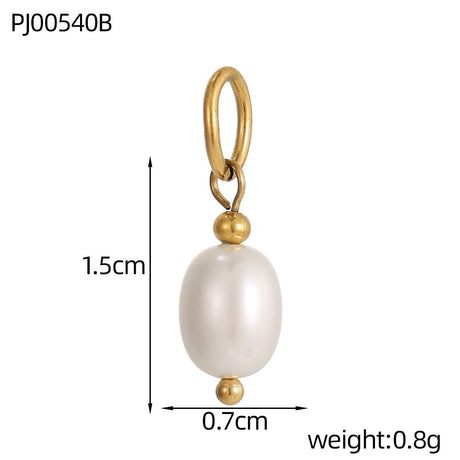 Wasserfeste Shell Anhänger – ovale Shell-Perle mit 18K Vergoldet Stahl (15x7mm)