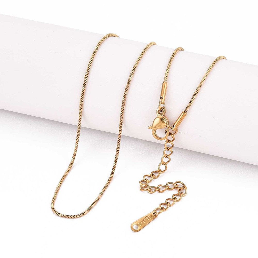 Vandfast Slange Kæde Med Forlænger – 18K Forgyldt Stål (40cm) - Uniq Perler - 115970