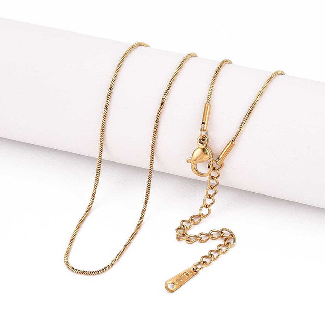 Vandfast Slange Kæde Med Forlænger – 18K Forgyldt Stål (40cm) - Uniq Perler - 115970