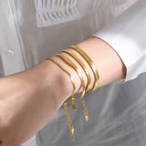 Vandfast Snake Armbånd – 18K Forgyldt Stål (15+3cm) 2 mm bred - Uniq Perler - 565656