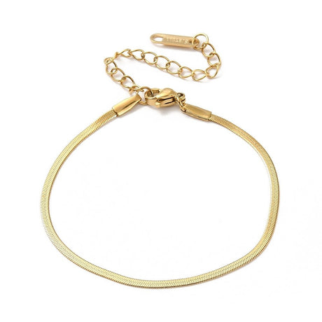 Vandfast Snake Armbånd – 18K Forgyldt Stål (15+6cm) 2 mm bred - Uniq Perler - 