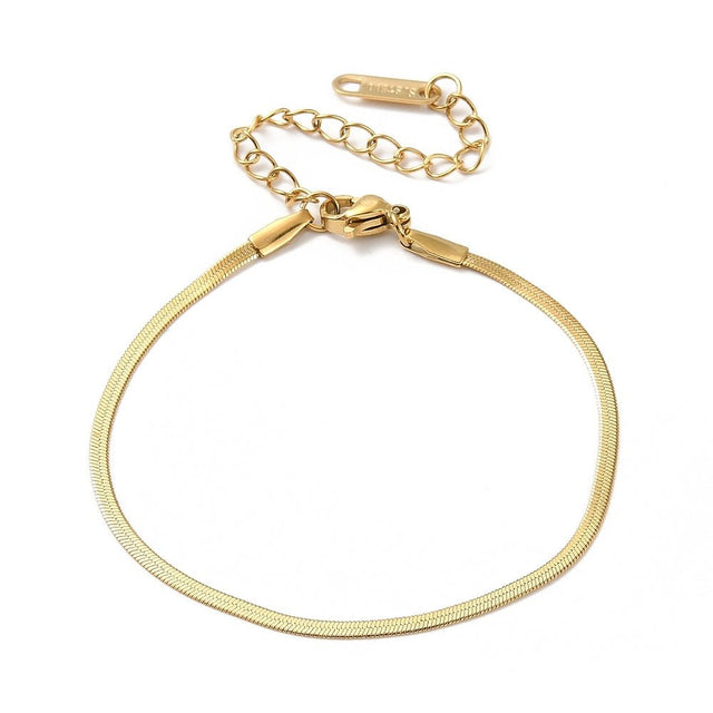 Vandfast Snake Armbånd – 18K Forgyldt Stål (15+6cm) 2 mm bred - Uniq Perler - 