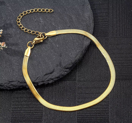 Vandfast Snake Armbånd – 18K Forgyldt Stål (18+5cm) - Uniq Perler - 467788