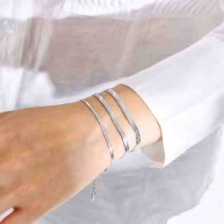 Vandfast Snake Armbånd – Stål (15+3cm) 4 mm bred - Uniq Perler - 754577