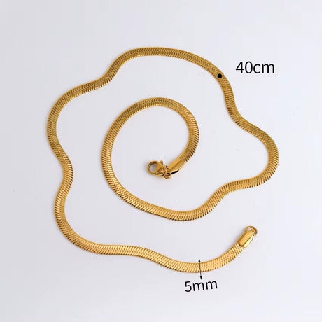 Vandfast Snake Halskæde – 18K Forgyldt Stål (40+5cm) - Uniq Perler - 577888