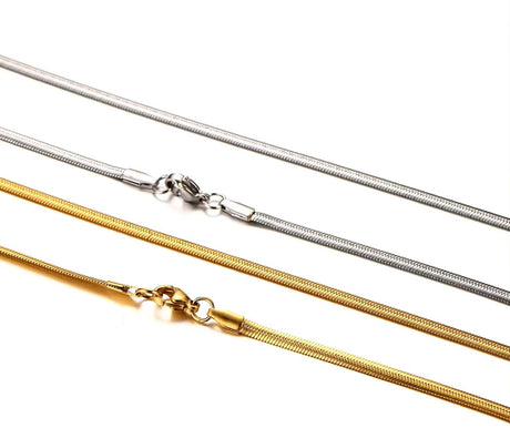 Vandfast Snake Halskæde - 18K Forgyldt Stål (50+5cm) - Uniq Perler - 113826