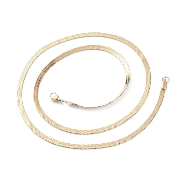 Vandfast Snake Halskæde – 18K Forgyldt Stål (60cm) - Uniq Perler - 115971