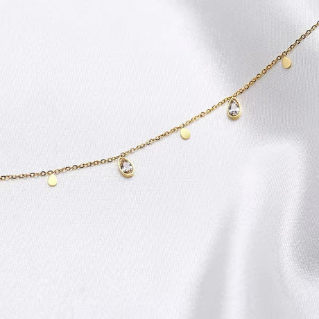 Vandfast Snake Halskæde Med Klare Zirkonia Sten - Forgyldt (40+4cm) - Uniq Perler - 113362